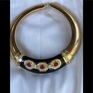 Christian Dior enamel and gold necklace choker
